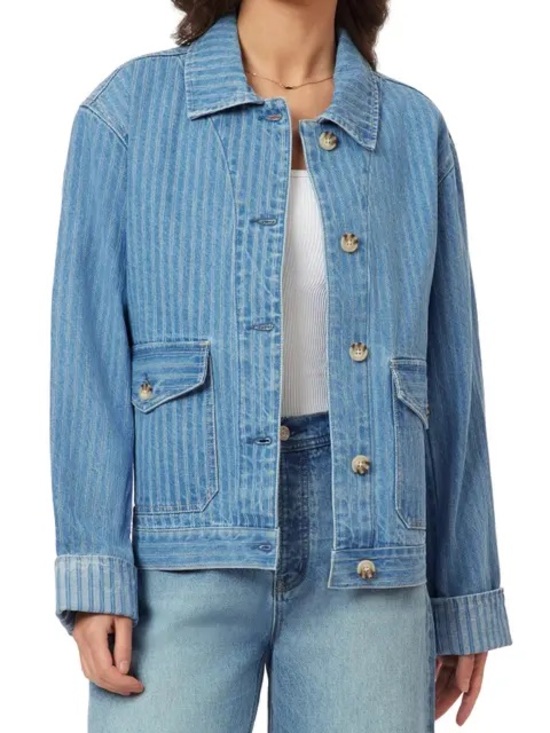 Scotch & Soda Jackets & Blazers - Scotch & Soda Light Blue Striped Denim Jacket